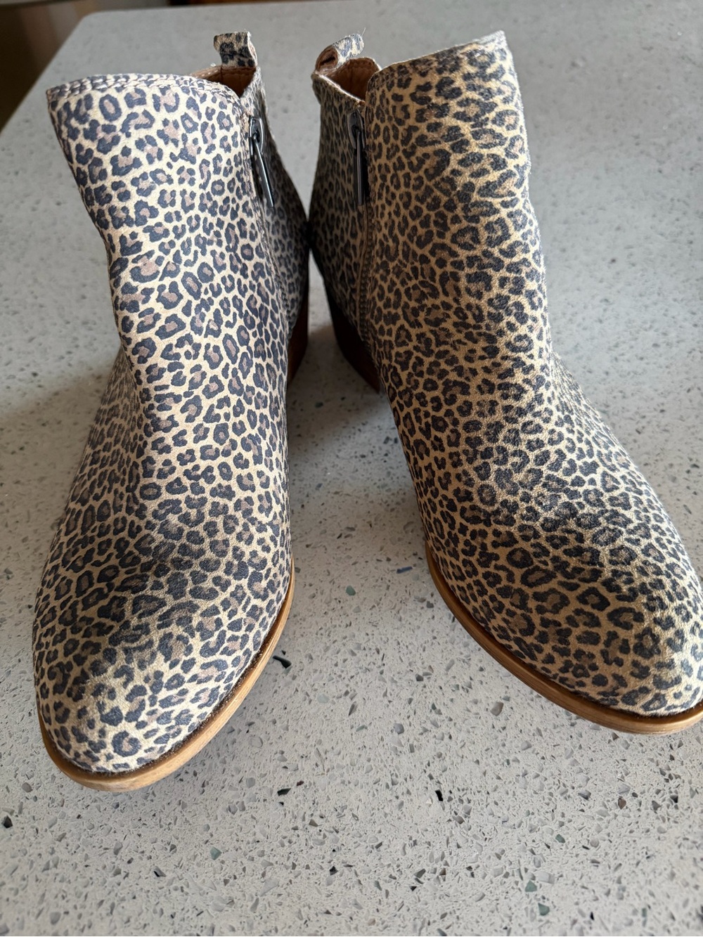 Lucky Brand Leopard Print Ankle Boots in Tan and Black